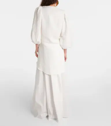 ADRIANA DEGREAS Puff-sleeve linen-blend blouse | Thumbnail 5