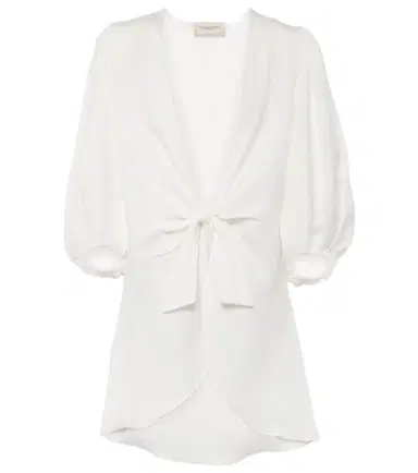 ADRIANA DEGREAS Puff-sleeve linen-blend blouse | Thumbnail 1