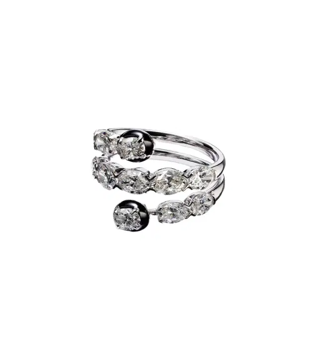 Kamyen 18kt white gold and enamel ring with diamonds