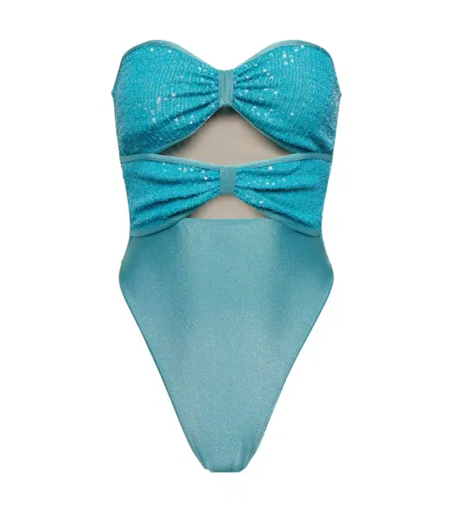 Adriana Degreas Sequined cutout strapless swimsuit