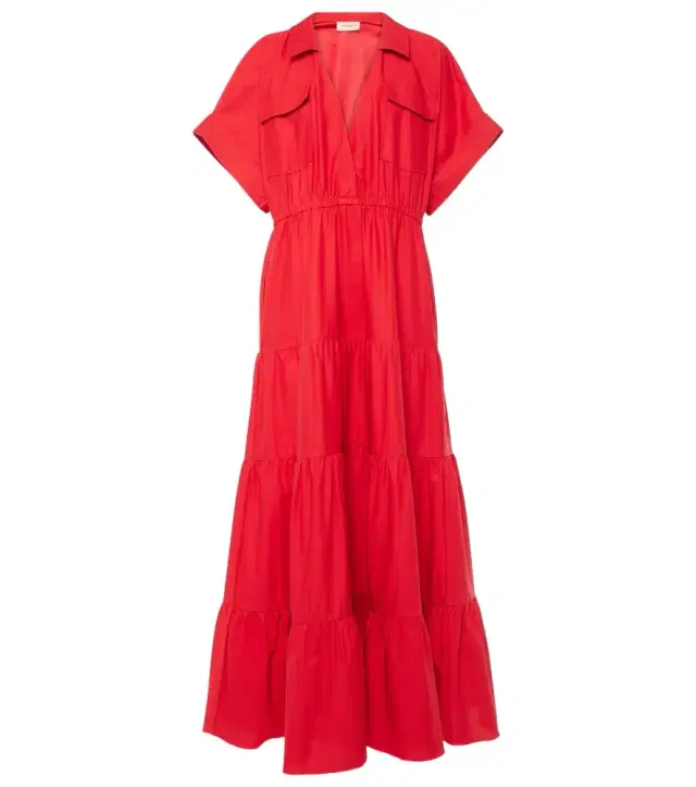 ADRIANA DEGREAS Tiered cotton maxi dress
