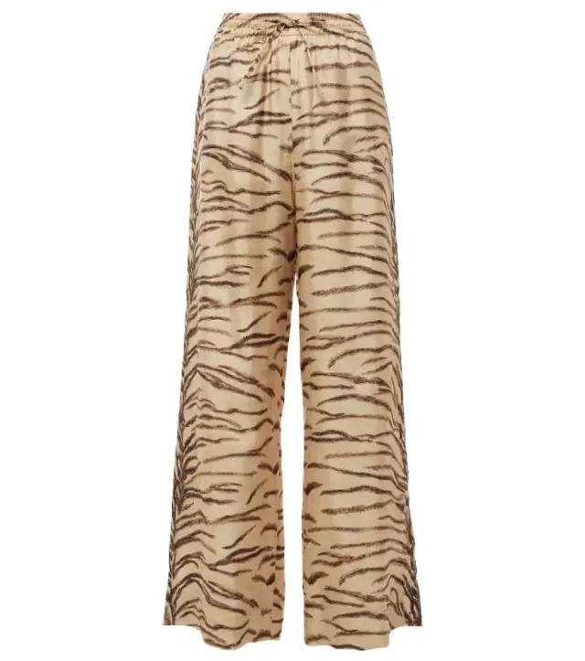 Stella McCartney Printed high-rise silk wide-leg pants