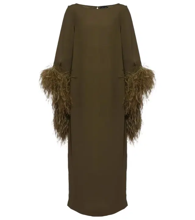 Taller Marmo Del Lago feather-trimmed midi dress
