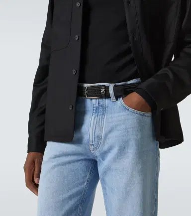 Zegna Woven leather-trimmed belt | Thumbnail 3