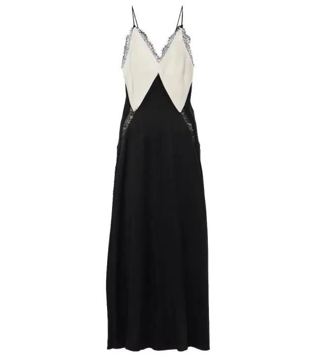 Victoria Beckham Lace-trimmed crêpe satin slip dress
