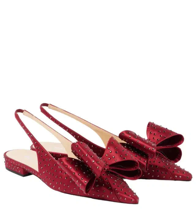 Mach & Mach Le Cadeau embellished satin slingback flats