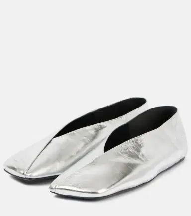 Jil Sander Metallic leather ballet flats | Thumbnail 2
