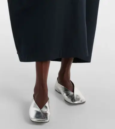 Jil Sander Metallic leather ballet flats | Thumbnail 6