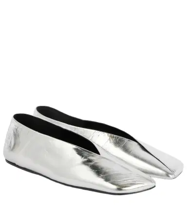 Jil Sander Metallic leather ballet flats | Thumbnail 1