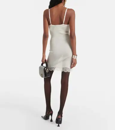 Saint Laurent Lace-trimmed silk minidress | Thumbnail 4