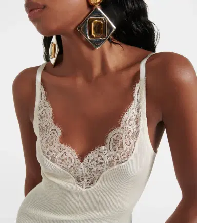 Saint Laurent Lace-trimmed silk minidress | Thumbnail 6