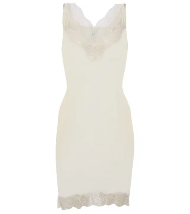Lace-trimmed silk minidress