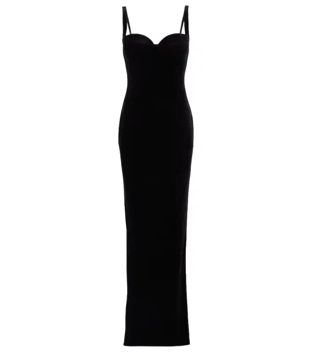 Velvet jersey bustier gown