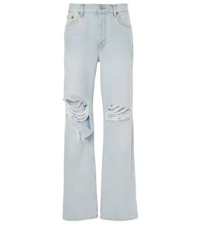 Re/Done Loose Long distressed straight jeans