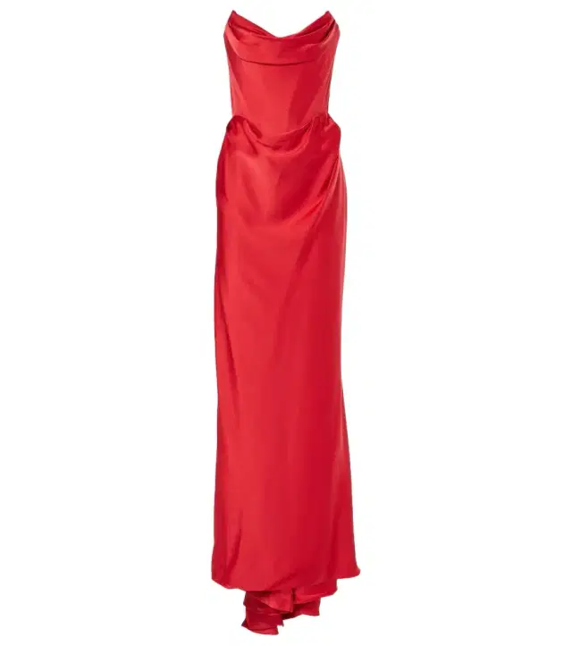 Off-shoulder satin gown