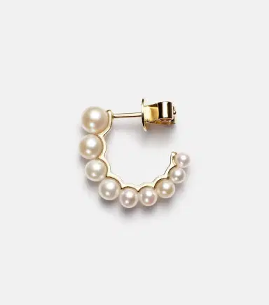 Sophie Bille Brahe Petit Boucle de Perle 14kt gold hoop earring with freshwater pearls | Thumbnail 3