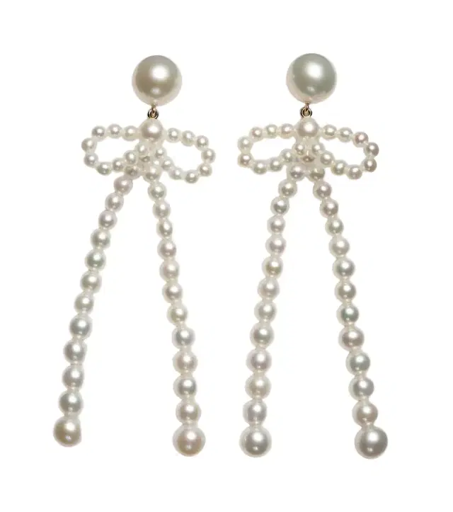 Sophie Bille Brahe Rosette de Perles 14kt gold drop earrings with freshwater pearls