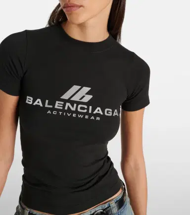 Balenciaga Logo cotton-blend jersey T-shirt | Thumbnail 4 Balenciaga Logo cotton-blend jersey T-shirt | Thumbnail 4