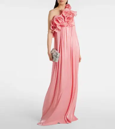 Costarellos Charmain plissé georgette gown | Thumbnail 3