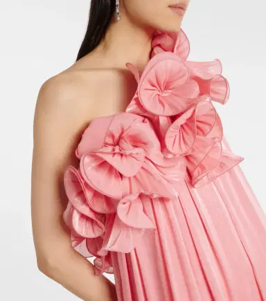 Costarellos Charmain plissé georgette gown | Thumbnail 4