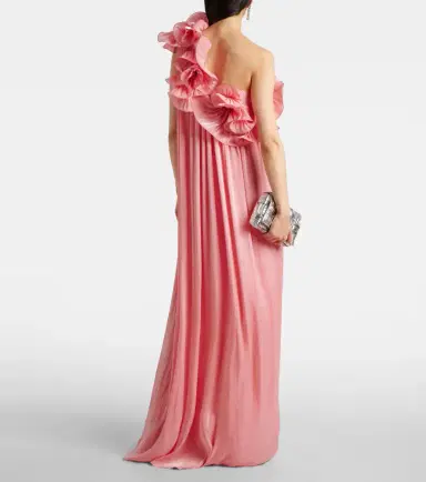 Costarellos Charmain plissé georgette gown | Thumbnail 5