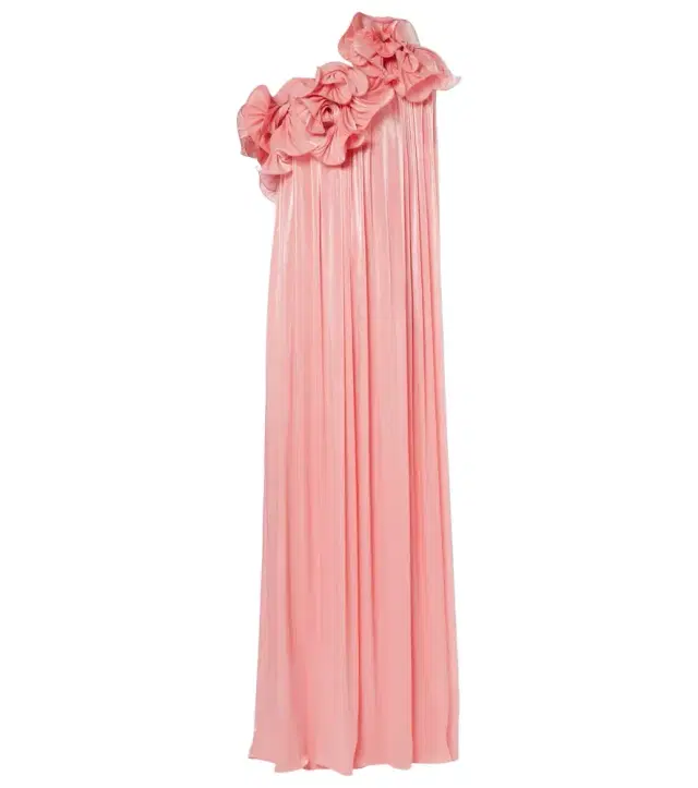 Costarellos Charmain plissé georgette gown