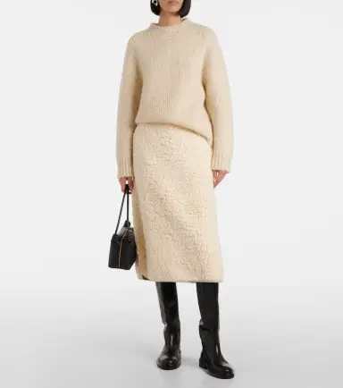 Jil Sander Cotton fleece midi skirt | Thumbnail 5