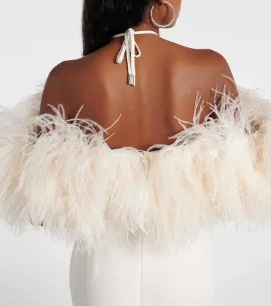 David Koma Bridal feather-trimmed midi dress | Thumbnail 5