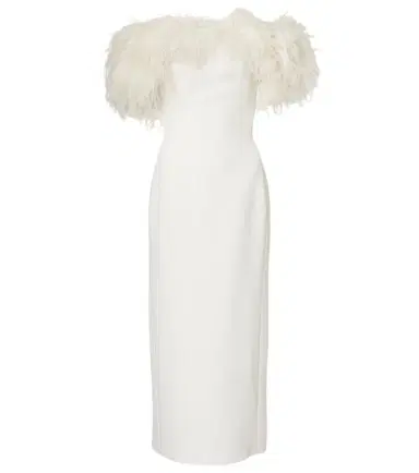 David Koma Bridal feather-trimmed midi dress | Thumbnail 1