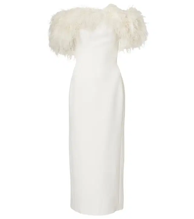 David Koma Bridal feather-trimmed midi dress