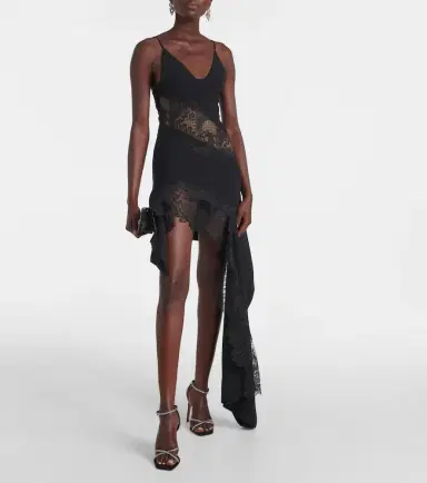 David Koma Asymmetric lace-trimmed minidress | Thumbnail 2