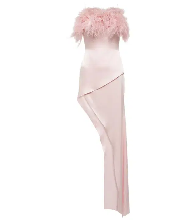 David Koma Feather-trimmed satin midi dress