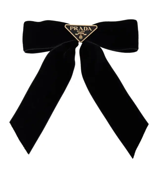Bow-detail velvet hair clip
