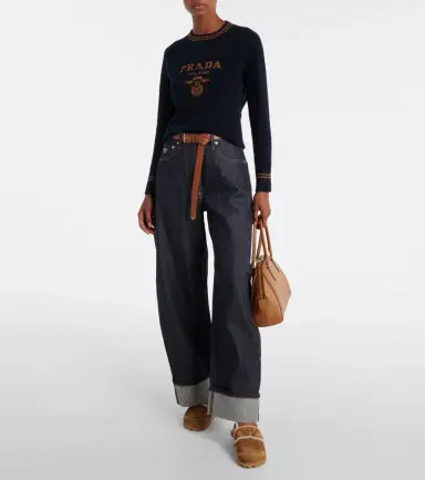 Prada Logo wool and cashmere sweater | Thumbnail 5