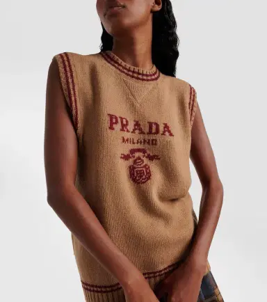 Prada Logo wool and cashmere sweater vest | Thumbnail 2