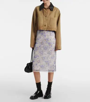 Prada Floral sheer chiffon pencil skirt | Thumbnail 4 Prada Floral sheer chiffon pencil skirt | Thumbnail 4