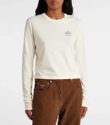 Prada Logo cotton jersey top | Thumbnail 2