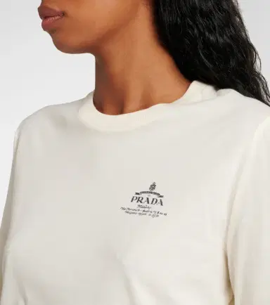 Prada Logo cotton jersey top | Thumbnail 3