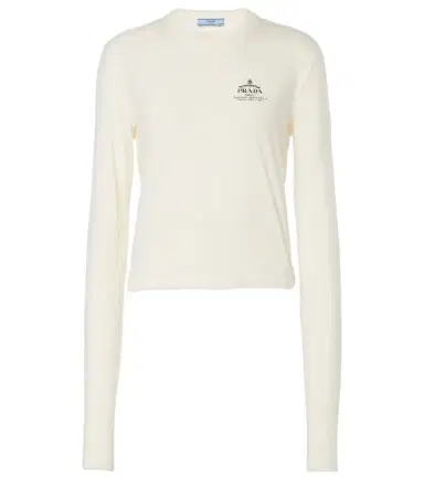 Prada Logo cotton jersey top | Thumbnail 1