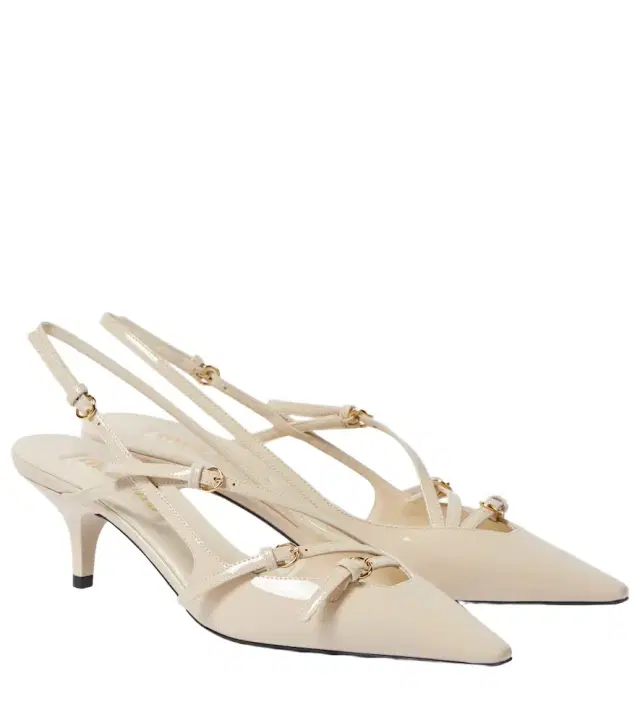 Patent leather slingback pumps