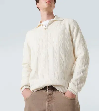 Brunello Cucinelli Cable-knit cashmere polo sweater | Thumbnail 3 Brunello Cucinelli Cable-knit cashmere polo sweater | Thumbnail 3