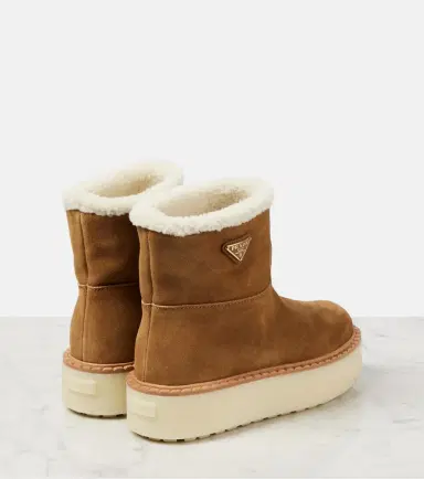 Prada Shearling-lined suede ankle boots | Thumbnail 3