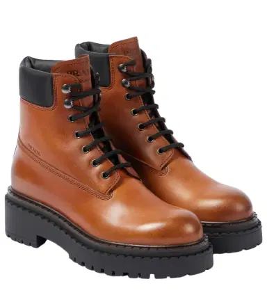 Prada Re-Nylon and leather lace-up boots | Thumbnail 1 Prada Re-Nylon and leather lace-up boots | Thumbnail 1