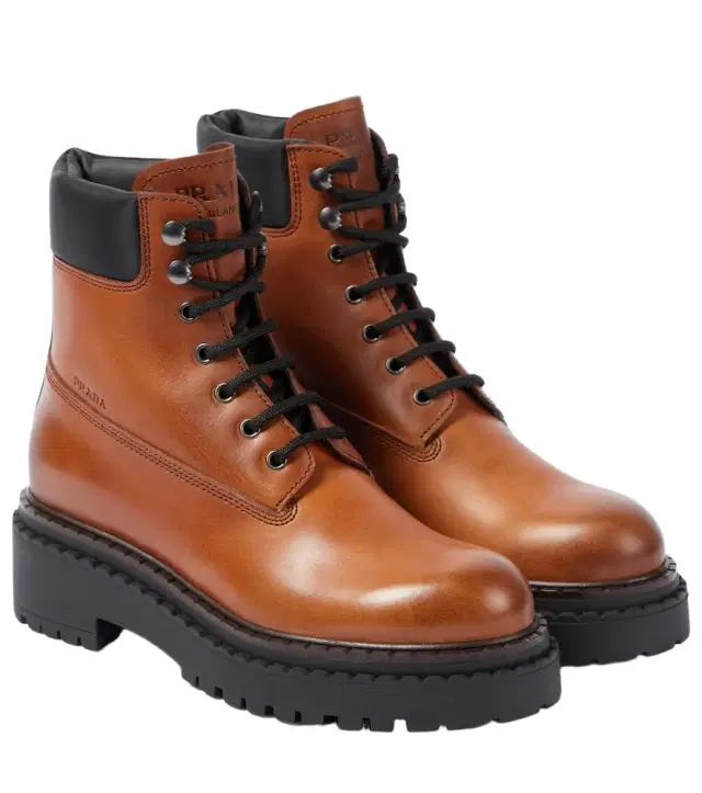 Re-Nylon and leather lace-up boots
