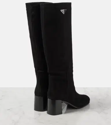 Prada Logo suede knee-high boots | Thumbnail 3