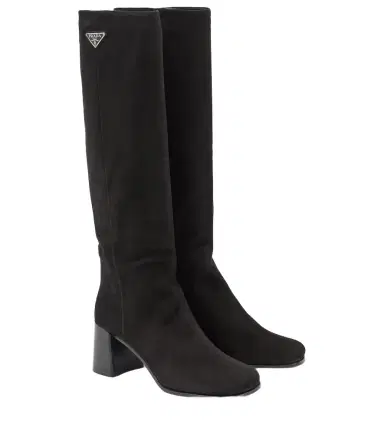 Prada Logo suede knee-high boots | Thumbnail 1