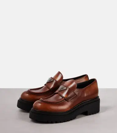 Prada Logo leather platform loafers | Thumbnail 3