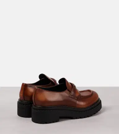 Prada Logo leather platform loafers | Thumbnail 4