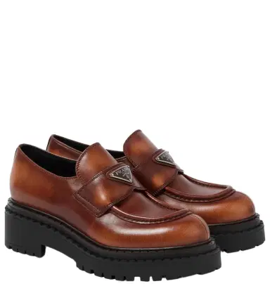 Prada Logo leather platform loafers | Thumbnail 1