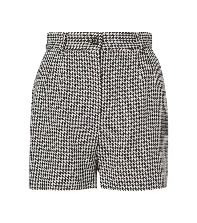 Dolce & Gabbana Houndstooth high-rise wool-blend shorts